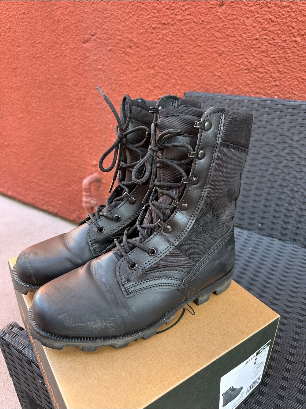 Men's Black Lace-Up Tactical Combat Boots